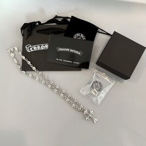 Gently used, sterling silver Chrome Hearts Cross Necklace. Perfect Condition.